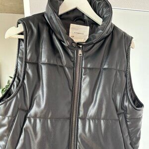 Anthropologie Faux Leather Puffer Vest Size XS